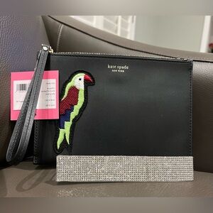 NWT! Kate Spade New York Parrot Appliqué Wristlet